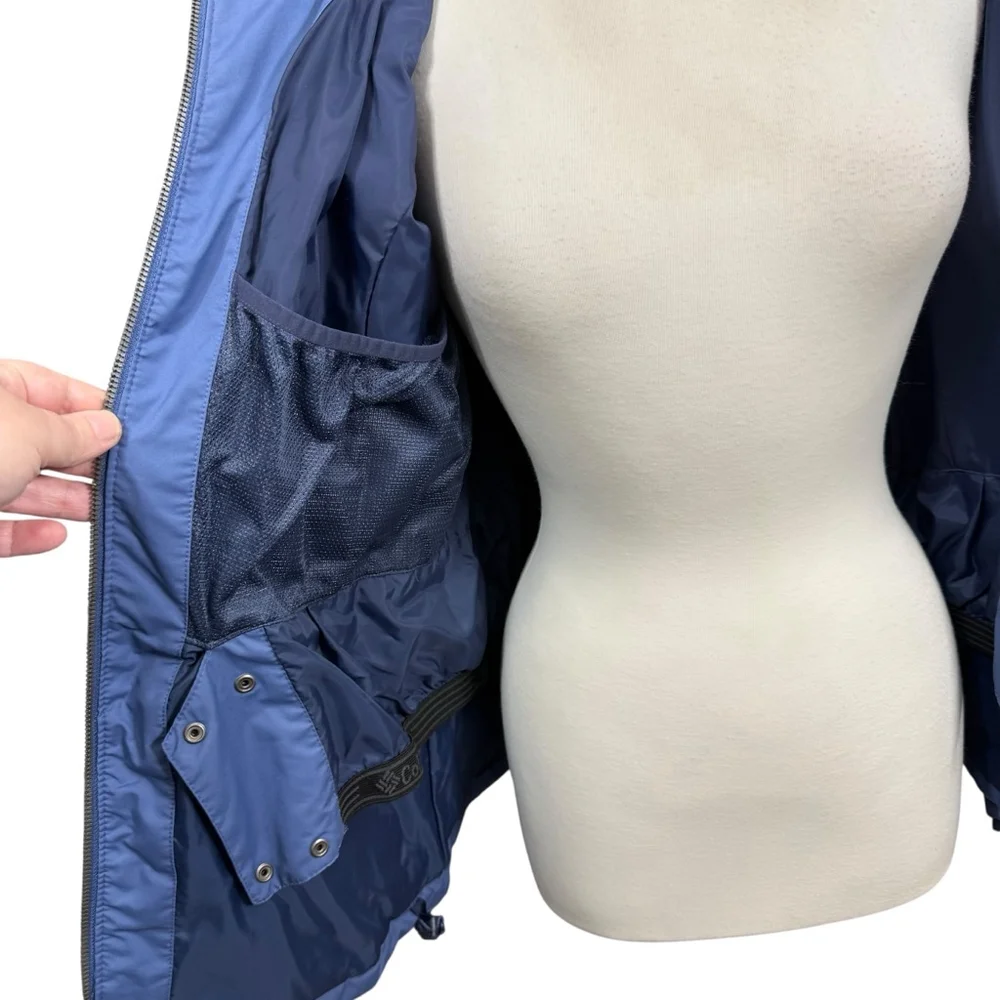 Columbia Women’s Blue Puffer Jacket Faux Fur Hooded Winter Coat Size Medium